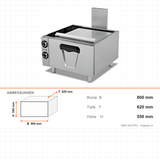 Elektrobackofen unterbaufähig, 9 kW, 2x GN 2/1, 400V, 800×620×550 mm, Serie 700 – Abmessungen