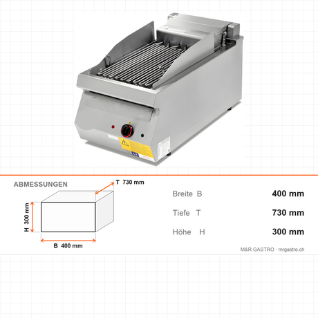 Elektro-Dampfgrill, 3,75 kW, 400V, 400×730×300 mm, Serie 700 – Abmessungen