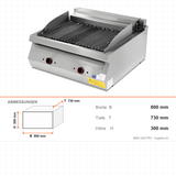 Elektro-Dampfgrill, 8,75 kW, 400V, 800×730×300 mm, Serie 700 – Abmessungen