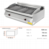 Elektro-Dampfgrill, 13,75 kW, 400V, 1200×730×300 mm, Serie 700 – Abmessungen
