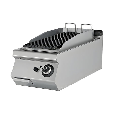 Gas-Lavasteingrill, 8,67 kW, 2 Heizzonen, Piezozündung, 400×730×300 mm, Serie 700 – Produktbild