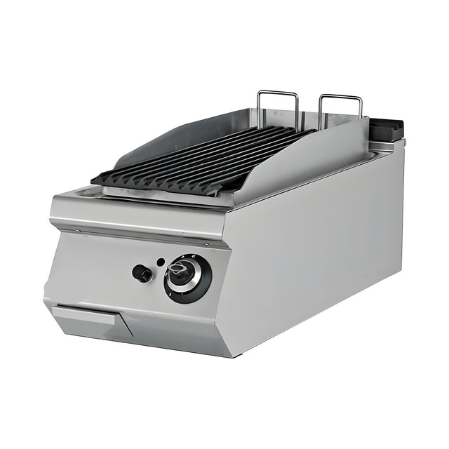 Gas-Lavasteingrill, 8,67 kW, 2 Heizzonen, Piezozündung, 400×730×300 mm, Serie 700 – Produktbild