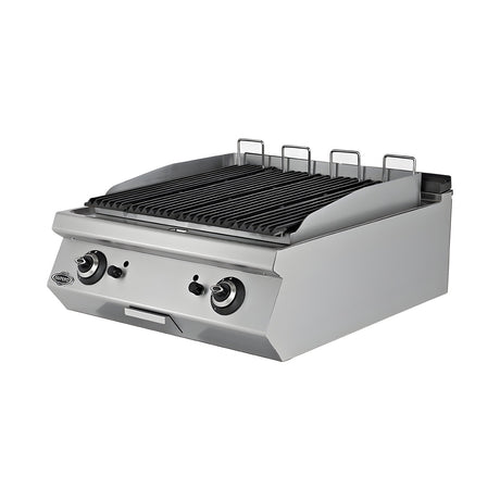 Gas-Lavasteingrill, 17,34 kW, 2 Heizzonen, Piezozündung, 800×730×300 mm, Serie 700 – Produktbild
