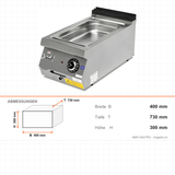 Elektro-Bain-Marie, 1x GN 1/1, 1,5 kW, 230V, 400×730×300 mm, Serie 700 – Abmessungen