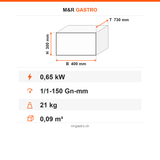 Chips- und Pommeswärmer mit Ölablauf, GN 1/1, 0,65 kW, 230V, 400×730×300 mm, Serie 700 – Technische Daten