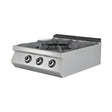 Gasherd, 4 Brenner, 31,25 kW, Gusseisen-Kochplatte, Edelstahl, 800×900×300 mm, Serie 900 – Produktbild