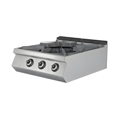 Gasherd, 4 Brenner, 31,25 kW, Gusseisen-Kochplatte, Edelstahl, 800×900×300 mm, Serie 900 – Produktbild