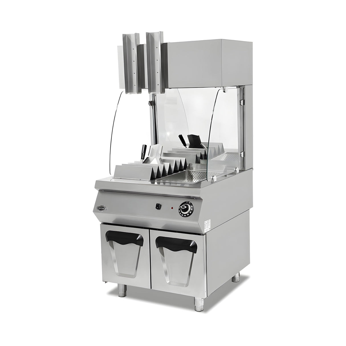 Pommes-Warmhalteeinheit, 2,8 kW, 400V, Ölablauf, Edelstahl, 800×900×1830 mm, Serie 900 – Produktbild