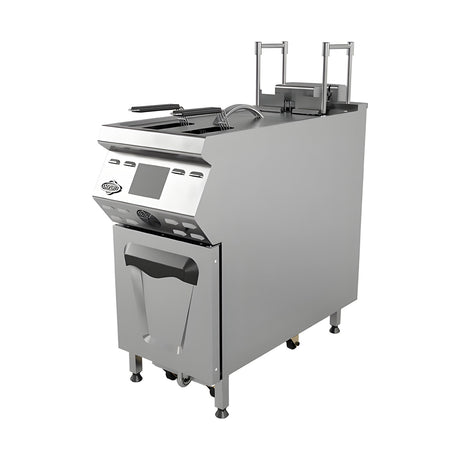 Elektro-Fritteuse, 25 Liter, 21 kW, Ölfiltersystem, Digitaldisplay, Edelstahl, 400×900×850 mm, Serie 900 – Produktbild