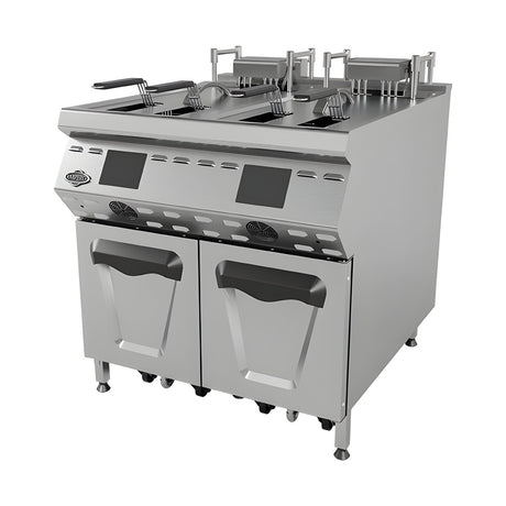 Elektro-Fritteuse, 2x 25 Liter, 42 kW, Ölfiltersystem, Digitaldisplay, Edelstahl, 800×900×850 mm, Serie 900 – Produktbild