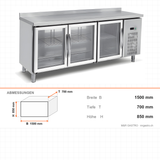 Kühltisch, 2 Türen, 300 L, 1500×700×850 mm – Abmessungen