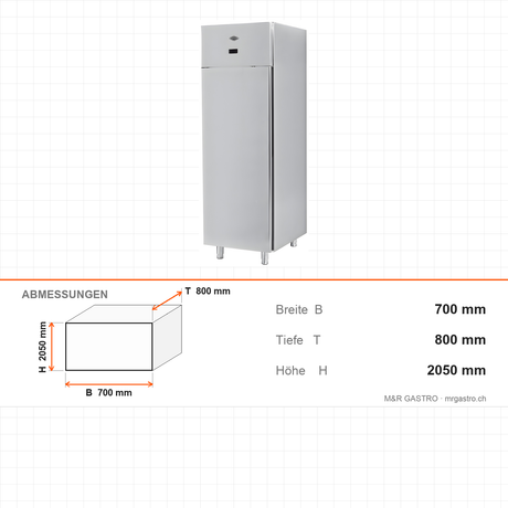 Gastrokühlschrank, 1 Tür, 700 L, 700×800×2050 mm – Abmessungen