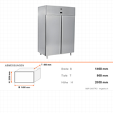 Gastrokühlschrank, 2 Türen, 1400 L, 1400×800×2050 mm – Abmessungen