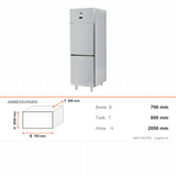 Tiefkühlschrank, 2 Türen, 700 L, 700×800×2050 mm – Abmessungen