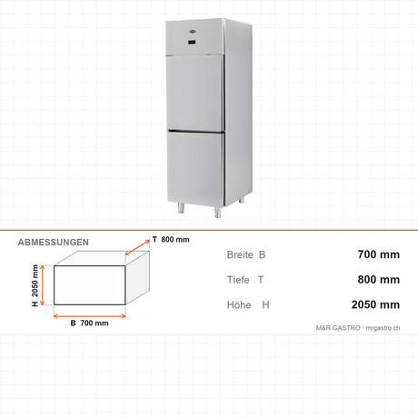 Tiefkühlschrank, 2 Türen, 700 L, 700×800×2050 mm – Abmessungen