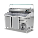 Pizzakühltisch Granit, 3 Türen, Saladette, 500 L, 2000×800×850 mm – Produktbild