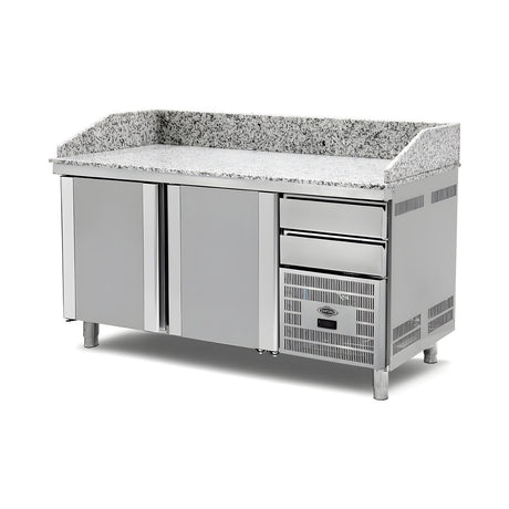 Pizzakühltisch Granit, 3 Türen, 500 L, 2100×800×1020 mm – Produktbild