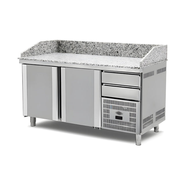 Pizzakühltisch Granit, 3 Türen, 500 L, 2100×800×1020 mm – Produktbild