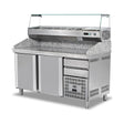 Pizzakühltisch Granit, 2 Türen, 300 L, 1600×800×1020 mm, Salatbar – Produktbild