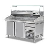 Pizzakühltisch Granit, 2 Türen, 300 L, 1600×800×1020 mm, Salatbar – Produktbild