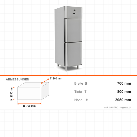 Tiefkühlschrank, 2 Türen, 700 L, 700×800×2050 mm – Abmessungen