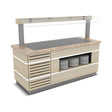 Buffettheke neutral, Granitplatte, Spuckschutz, LED-Beleuchtung, Holzdekor, 2000×900×900 mm – Produktbild