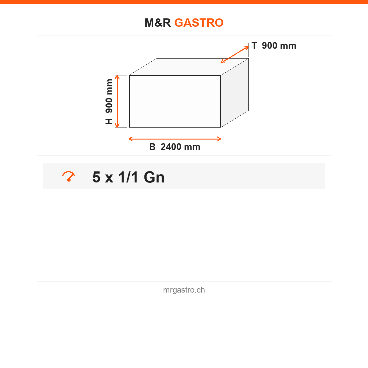 Buffettheke kalt, 5x GN 1/1, 2400×900×900 mm, Granit, Holzdekor, mit Spuckschutz, LED, Edelstahlwanne, Design Galata – Technische Daten