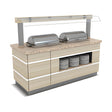 Warmhaltetheke Chafing-Dish, 2x GN 1/1, Granitplatte, Holzdekor, LED, Spritzschutz, 1800 mm, Design Galata – Produktbild