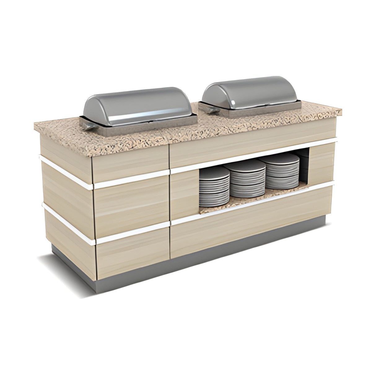 Buffettheke warm, 2x GN 1/1, Granittisch, Plattenablage, Design Galata, 1800×900×900 mm – Produktbild