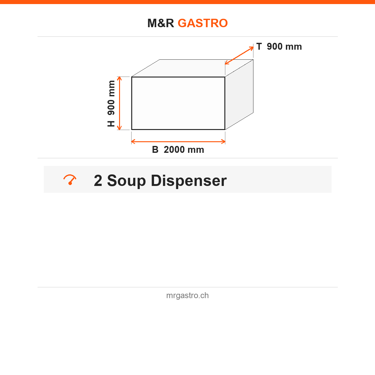 Suppentheke, 2 Suppenspender, Granitplatte, Holzdekor, 2000 mm, Design Galata – Technische Daten