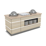 Suppentheke, 3 Suppenspender, Granitplatte, Holzdekor, 2400 mm, Design Galata – Produktbild