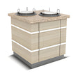 Buffettheke neutral, 1100×900×900 mm, Granit, Holzdekor, mit Plattenablage, Edelstahl, Design Galata – Produktbild