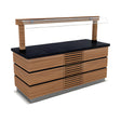 Buffettheke kalt, 2200×900×900 mm, Granit, Holzdekor, mit Spuckschutz, LED, Edelstahl, Design Kapadokya – Produktbild