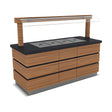 Buffettheke kalt, 3x GN 1/1, 1600×900×900 mm, Granit, Holzdekor, mit Spuckschutz, LED, Edelstahlwanne, Design Kapadokya – Produktbild