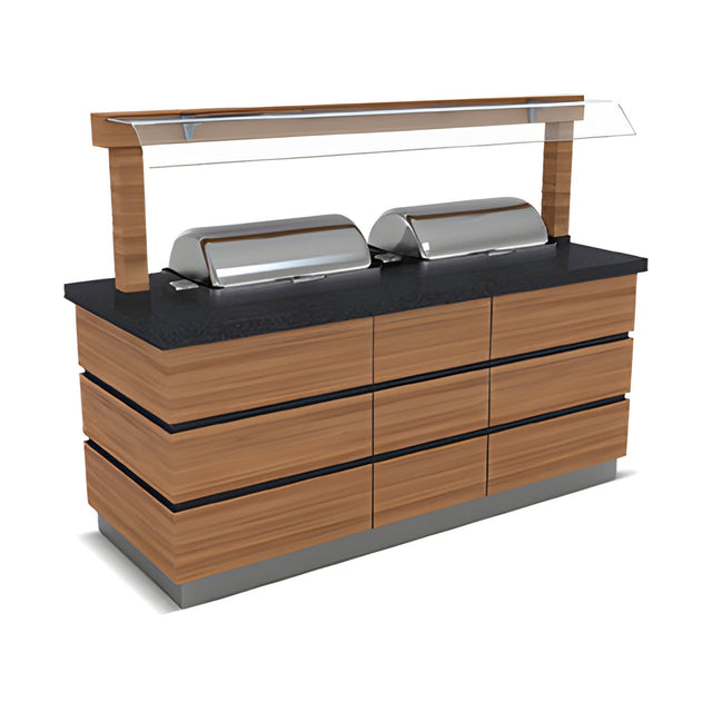 Buffettheke warm, 3x GN 1/1, Granittisch, Spuckschutz, LED, Design Kapadokya, 2600×900×900 mm – Produktbild