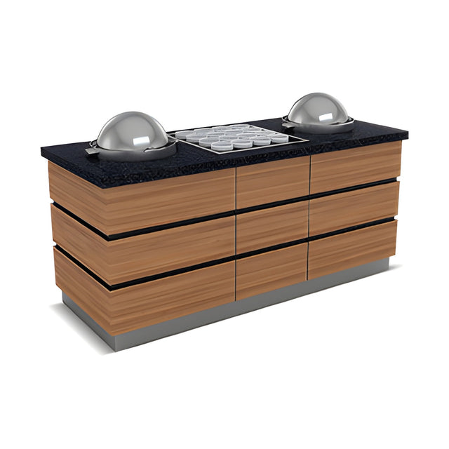 Suppentheke, 3 Suppenspender, Granitplatte, Holzdekor, 2400 mm, Design Kapadokya – Produktbild