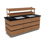 Buffettheke neutral, 2000×900×900 mm, Granit, Holzdekor, Edelstahl, Design Kapadokya – Produktbild