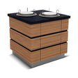 Tellerspender neutral, Granitplatte, Holzdekor, 2 Teller, Design Kapadokya – Produktbild
