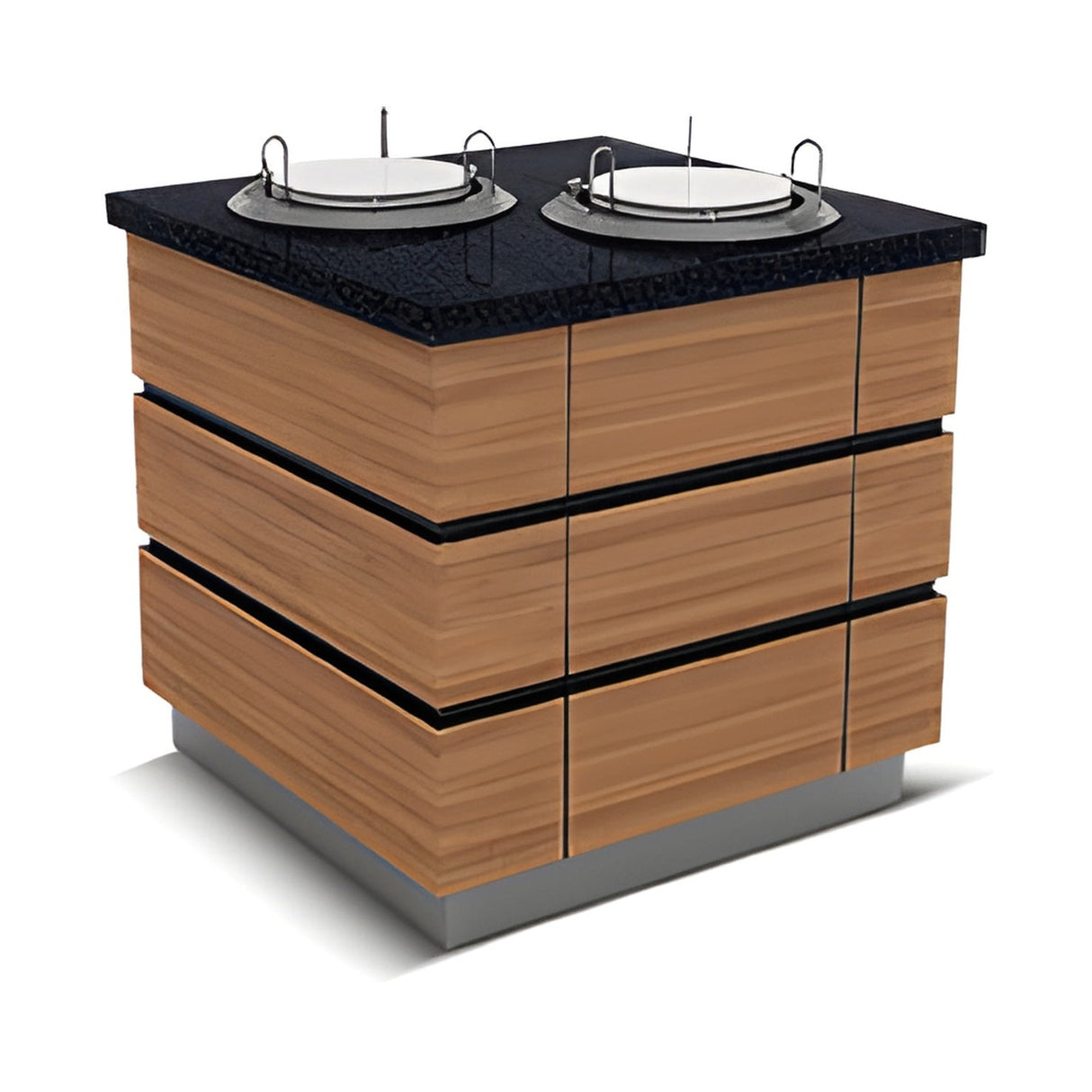Tellerspender neutral, Granitplatte, Holzdekor, 2 Teller, Design Kapadokya – Produktbild