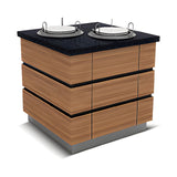 Tellerspender neutral, Granitplatte, Holzdekor, 2 Teller, Design Kapadokya – Produktbild