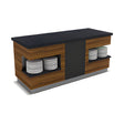 Buffettheke neutral, 1200×900×900 mm, Granit, Holzdekor, mit Plattenschublade, Edelstahl, Design Sumela – Produktbild