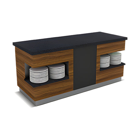 Buffettheke neutral, 1200×900×900 mm, Granit, Holzdekor, mit Plattenschublade, Edelstahl, Design Sumela – Produktbild