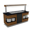 Buffettheke neutral, Granitplatte, 5x GN 1/1, Spuckschutz, LED-Beleuchtung, Holzdekor, 2400×900×900 mm – Produktbild
