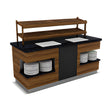 Buffettheke neutral, 2000×900×900 mm, Granit, Holzdekor, mit Plattenablage, Edelstahl, Design Sumela – Produktbild