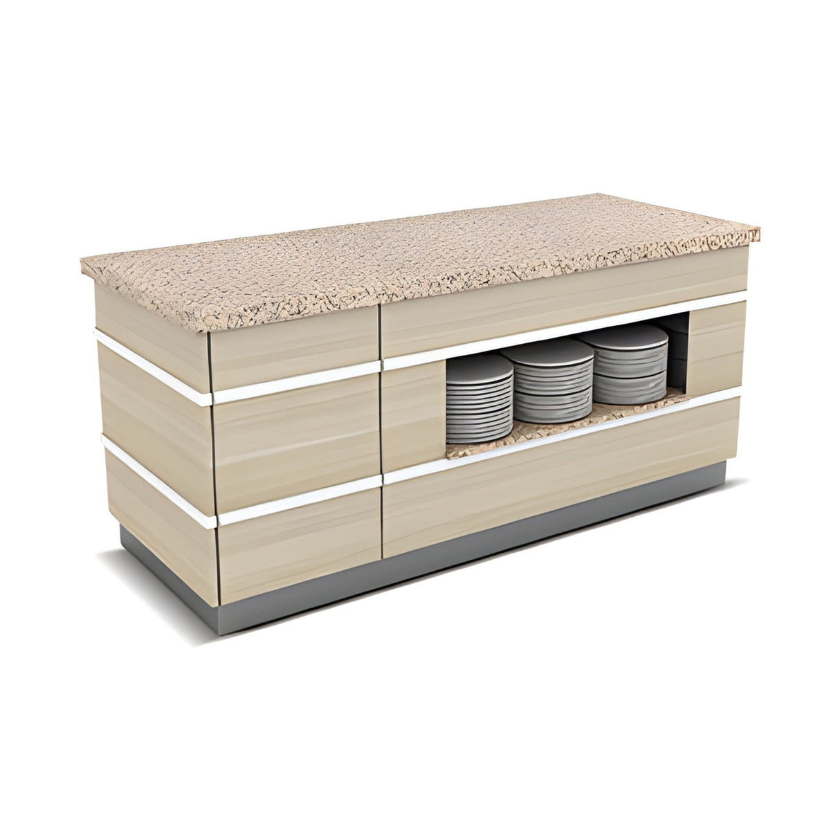 Buffettheke neutral, Granitplatte, Holzdekor, 1000×900×900 mm, Design Galata – Produktbild