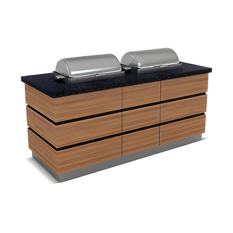Buffettheke warm, 1x GN 1/1, Granittisch, Holzdekor, Design Kapadokya, 1200×900×900 mm – Produktbild