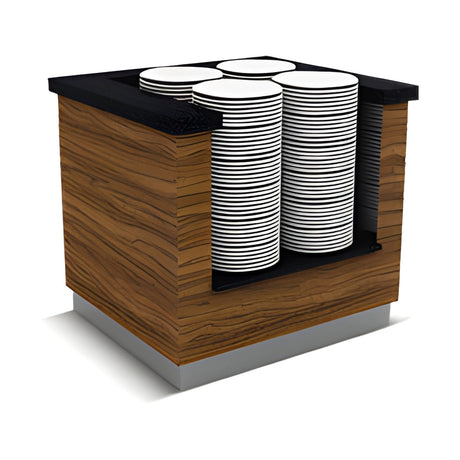 Buffettheke neutral, 1100×900×900 mm, Granit, Holzdekor, Edelstahl, Design Sumela – Produktbild