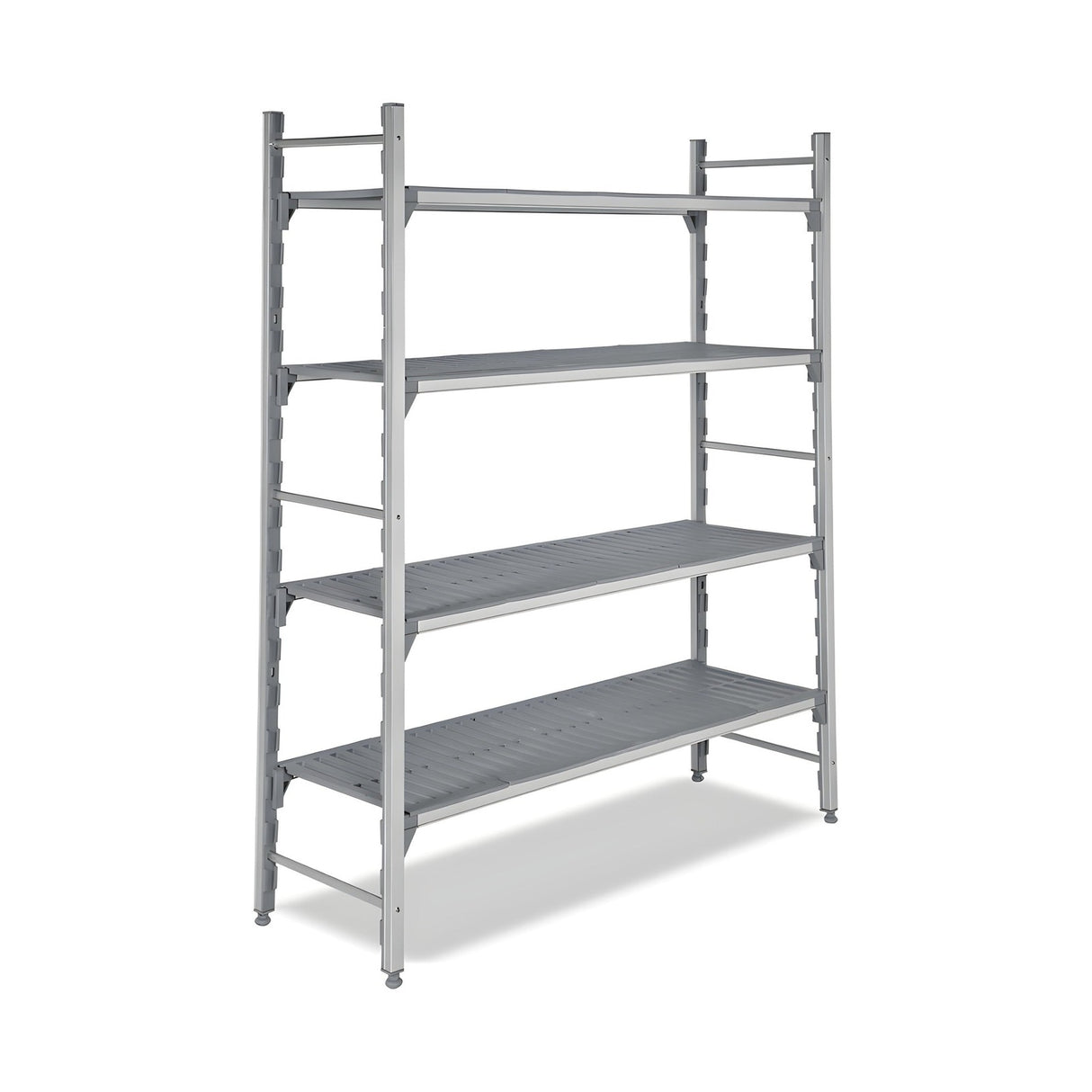 Polypropylen-Regal, Aluminiumfüße, herausnehmbare waschbare Böden, 3740×500×1800 mm – Produktbild