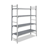 Polypropylen-Regal, Aluminiumfüße, herausnehmbare waschbare Böden, 4675×500×1800 mm – Produktbild