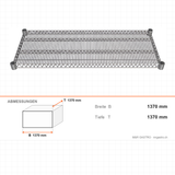 Regalboden grillagé, Drahtboden, 360×1370 mm, Tragkraft 250 kg, Edelstahl 201 – Abmessungen